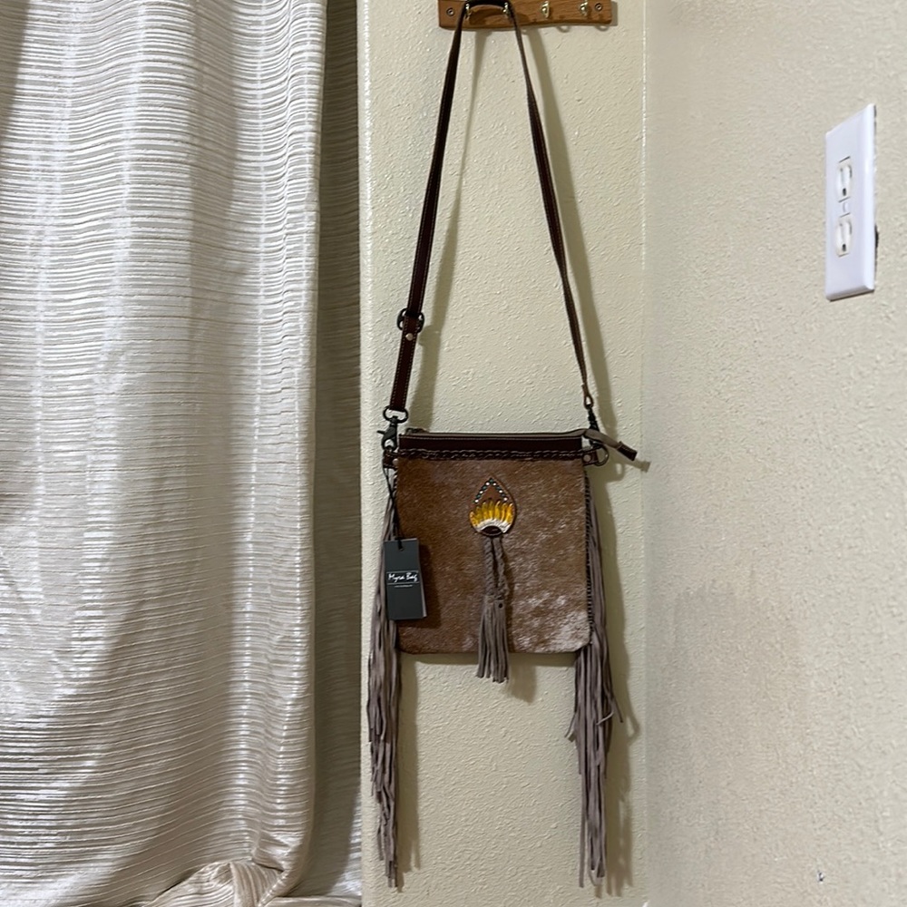 NWT Myra Crossbody Bag with fringe, Haircalf and Leather